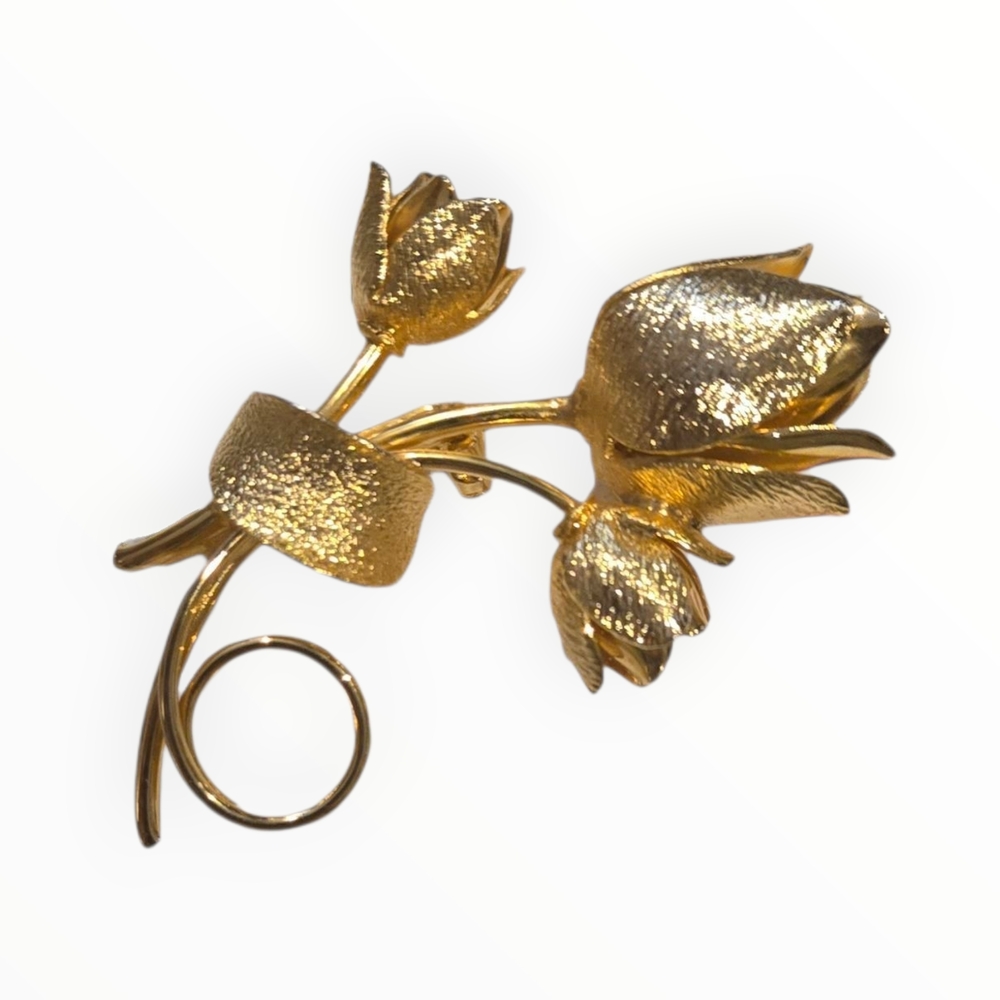 Vintage Gold Tulip Brooch